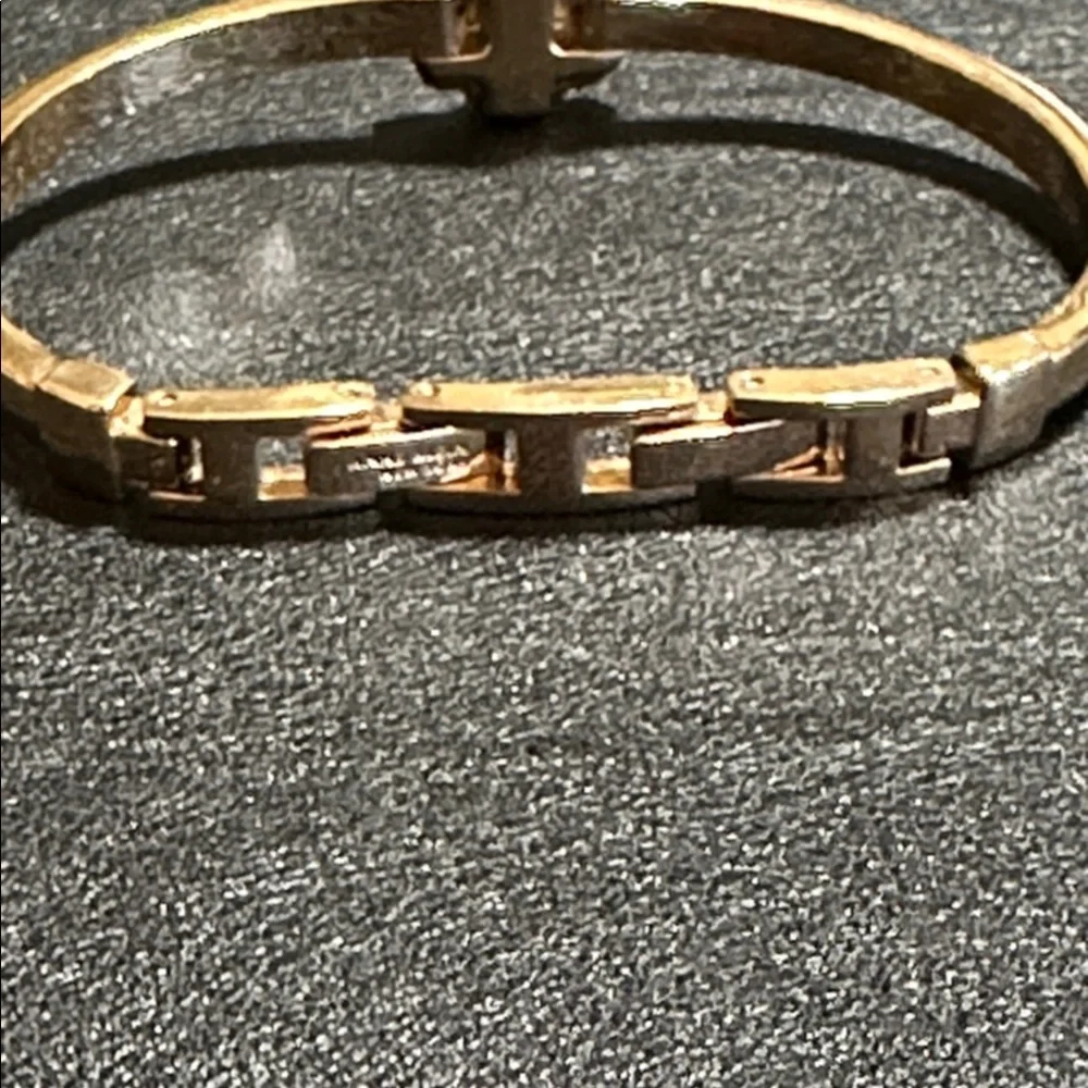 Anne Klein Gold-Tone Camellia Flower Hinged Cuff Bracelet